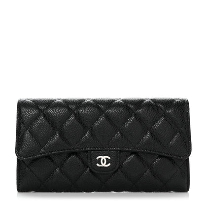 Chanel Caviar Quilted Large Gusset Flap Wallet Black 1 of 8