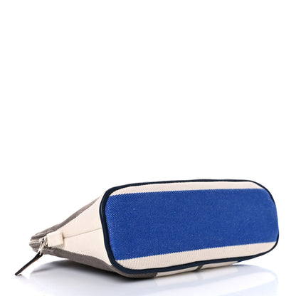Hermes Cotton Stripe Bolide Rayures Rocabar Mini Travel Cosmetic Pouch Azur Etoupe 4 of 10