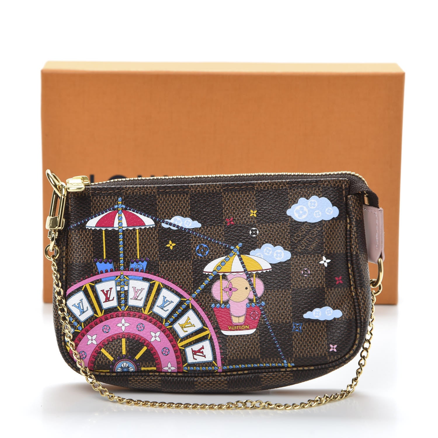 Louis Vuitton Damier Ebene 2020 Christmas Animation Big Wheel Mini Pochette Accessories Rose Ballerine 9 of 9