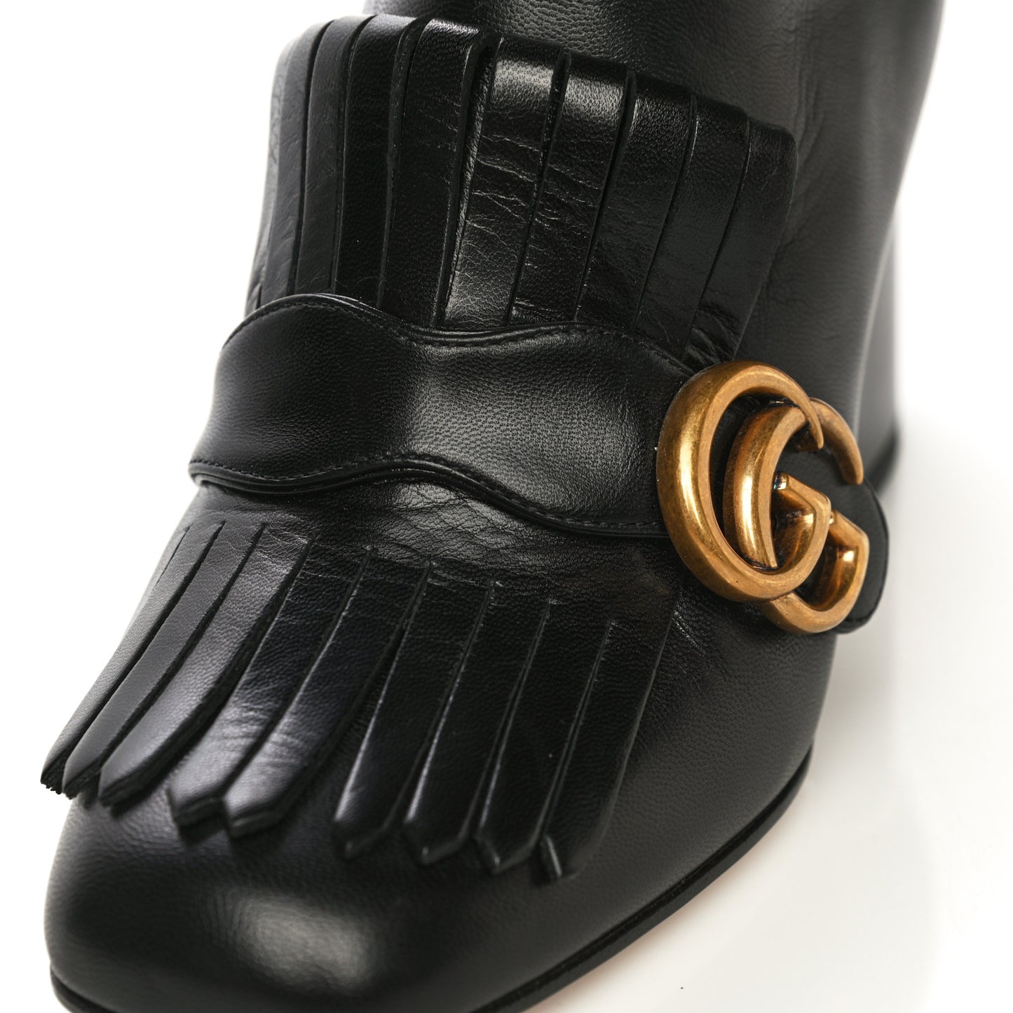 Malaga Kid GG Marmont Fringe 75mm Ankle Boots 36.5 Black