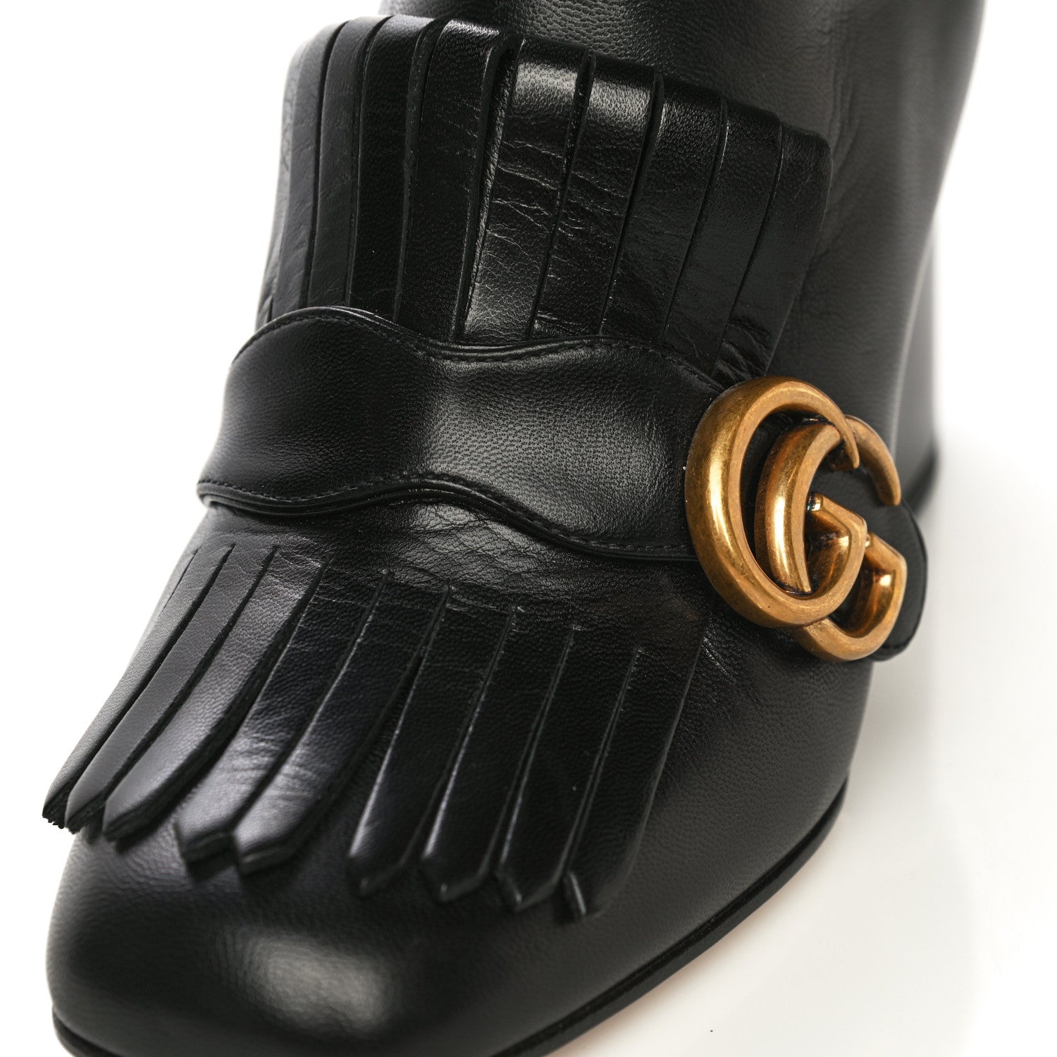 Gucci Malaga Kid GG Marmont Fringe 75mm Ankle Boots 36.5 Black 13 of 23