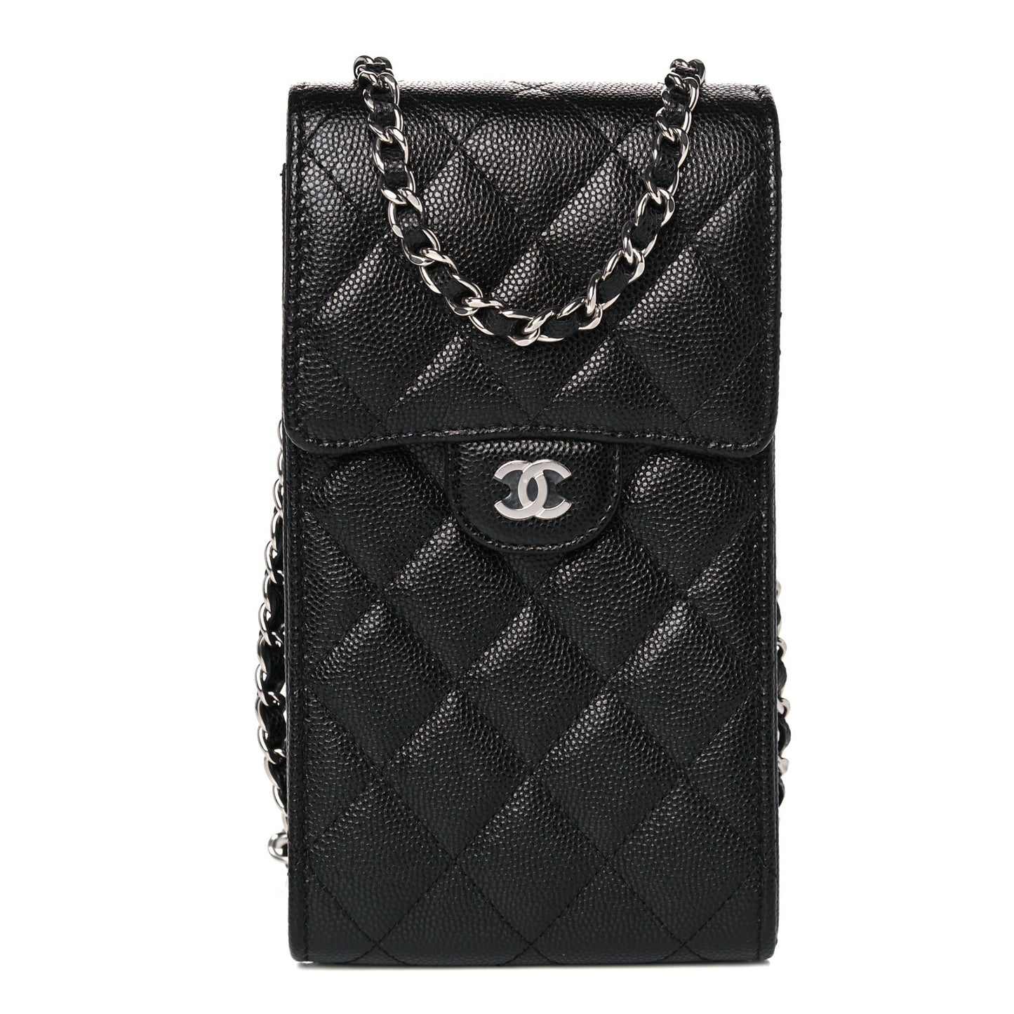 Caviar Quilted Classic Phone Holder Black