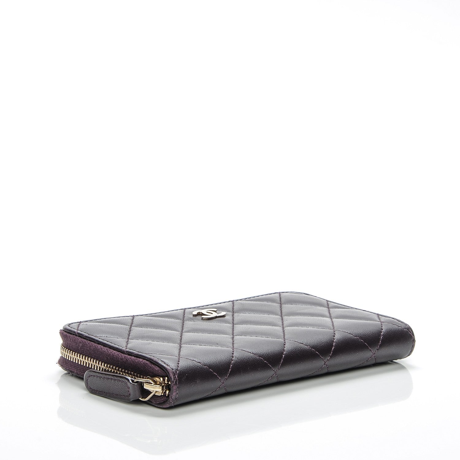 Chanel Lambskin Quilted Small Zip Around Wallet Purple 4 of 8