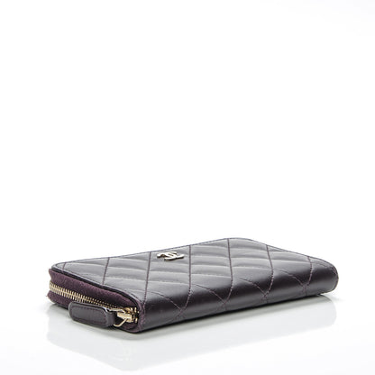 Chanel Lambskin Quilted Small Zip Around Wallet Purple 4 of 8