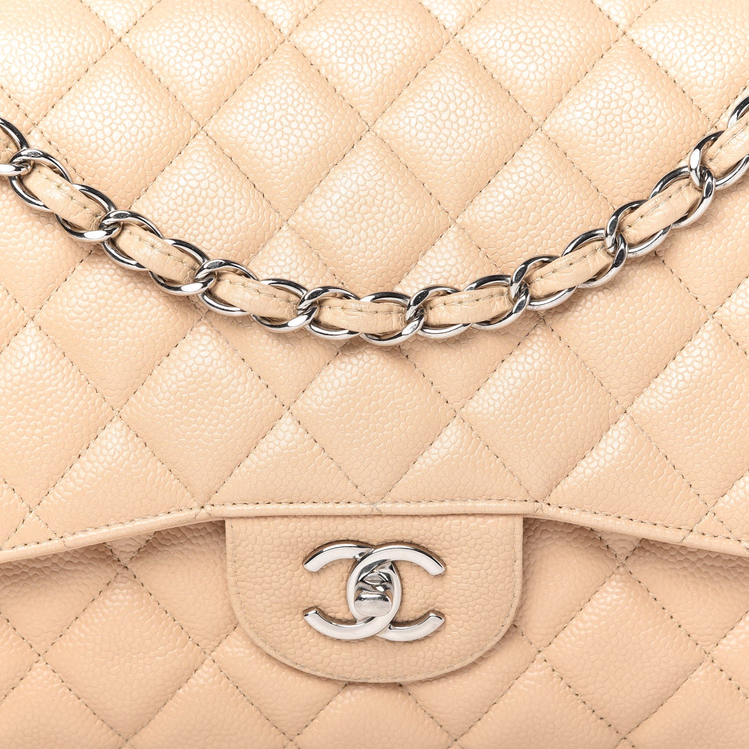 Chanel Caviar Quilted Jumbo Double Flap Beige Clair 11 of 14