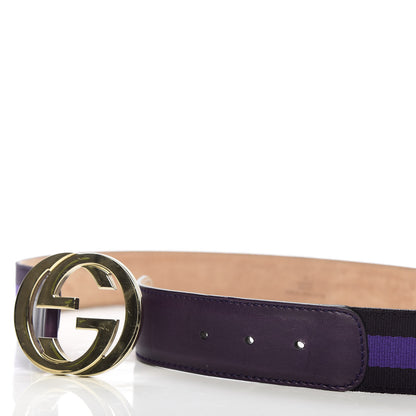 Gucci Calfskin Canvas Web Interlocking G Belt 85 34 Purple 5 of 5