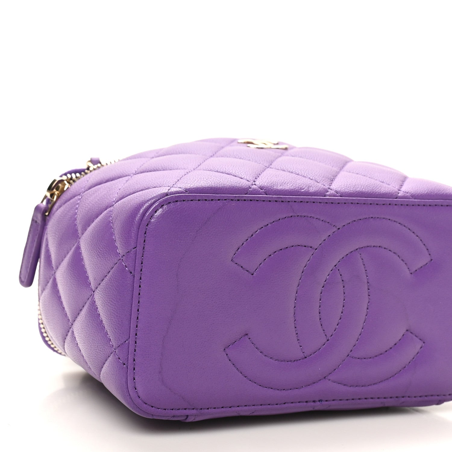 Chanel Lambskin Quilted Small Top Handle Vanity Case With Chain Purple 12 of 12