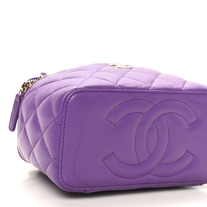 Chanel Lambskin Quilted Small Top Handle Vanity Case With Chain Purple 12 of 12