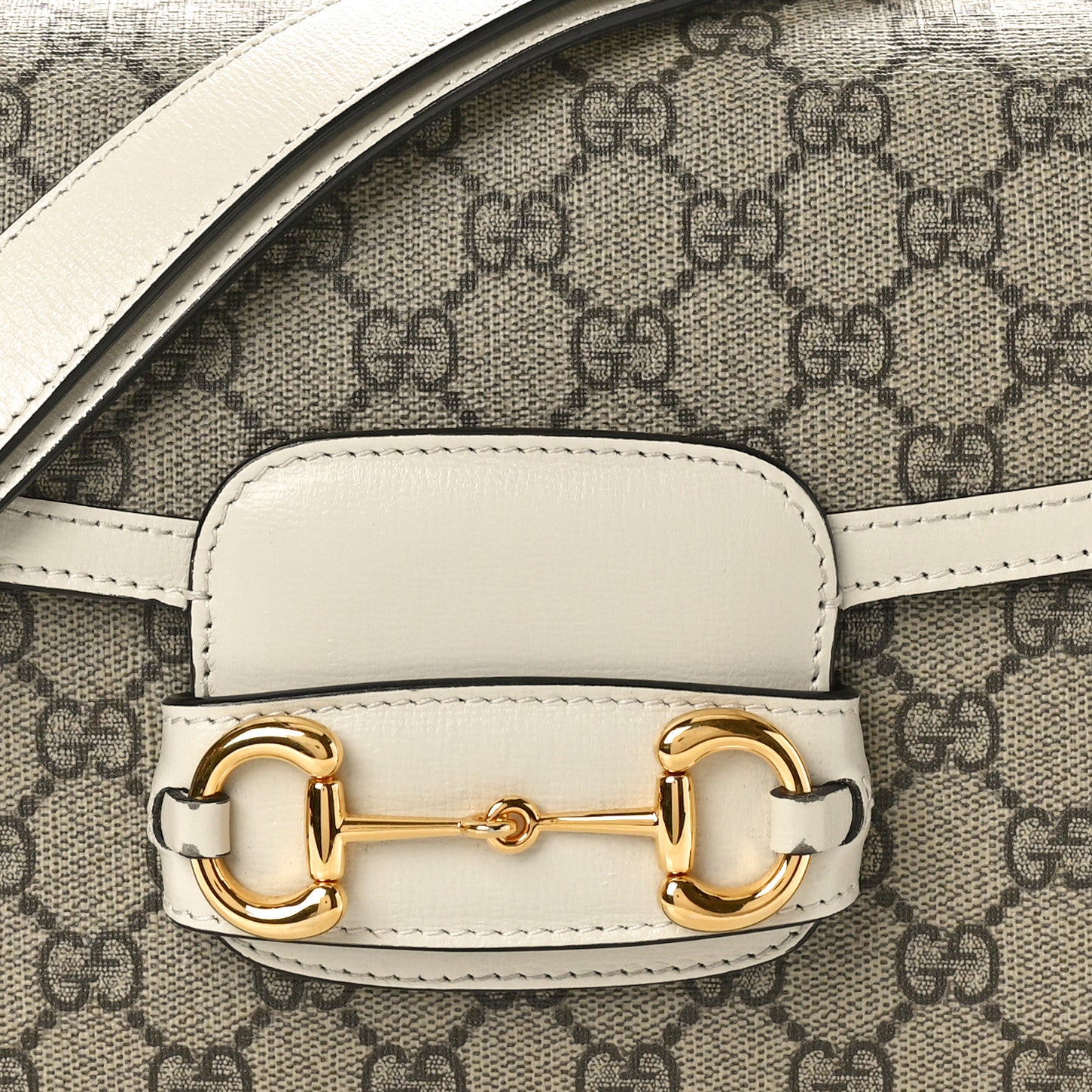Gucci GG Supreme Monogram Horsebit 1955 Shoulder Bag Beige Mystic White 8 of 10