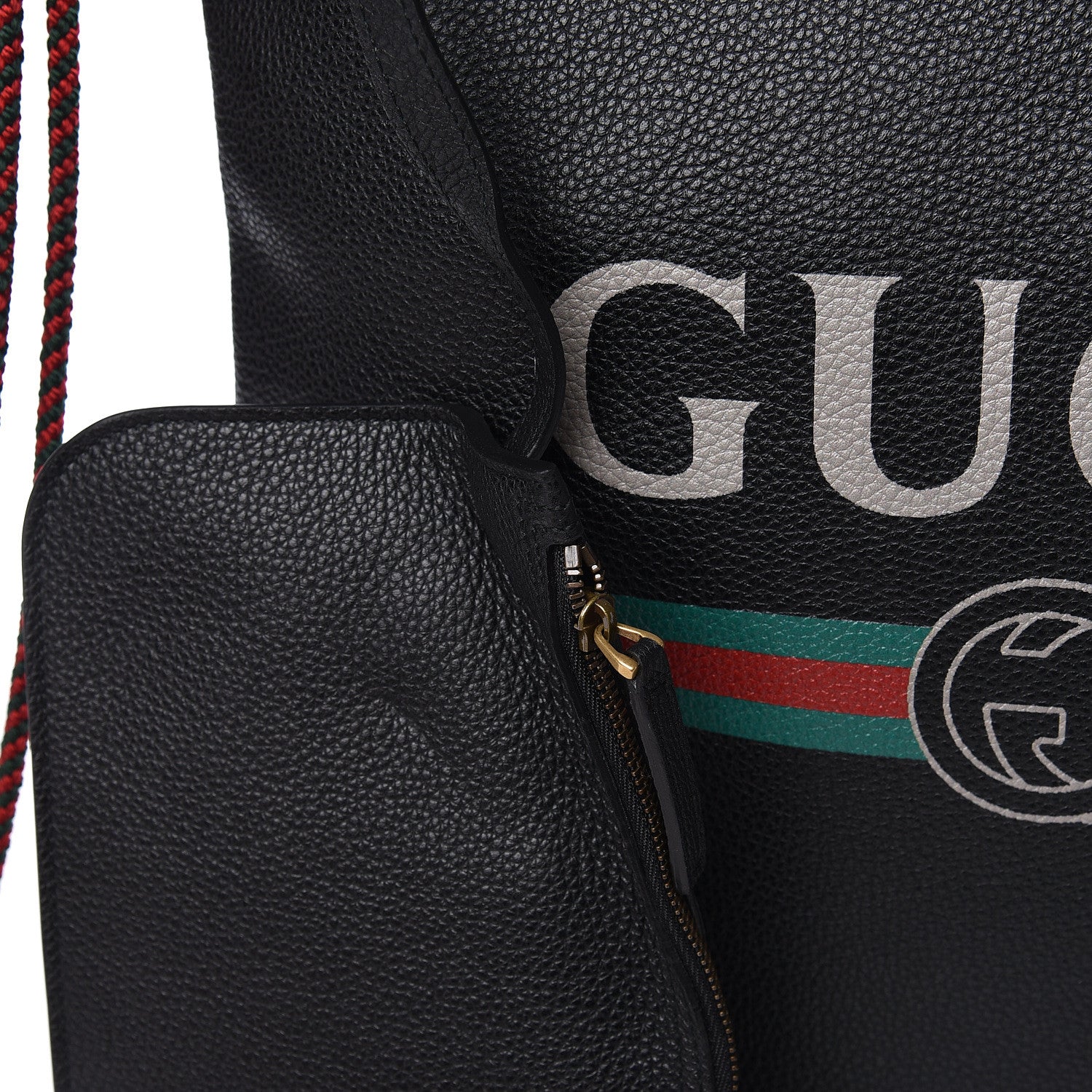 Gucci Calfskin Logo Drawstring Backpack Black 13 of 14