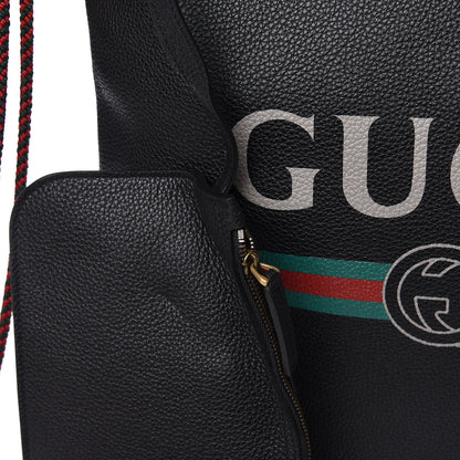 Gucci Calfskin Logo Drawstring Backpack Black 13 of 14