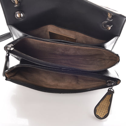 Bottega Veneta Karung Ostrich Nappa Intrecciato Darling Shoulder Bag Black 7 of 10