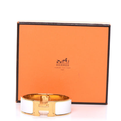 Hermes Enamel Wide Clic Clac H Bracelet GM White 5 of 5