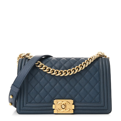 Chanel Caviar Quilted Medium Boy Flap Navy 1 of 11