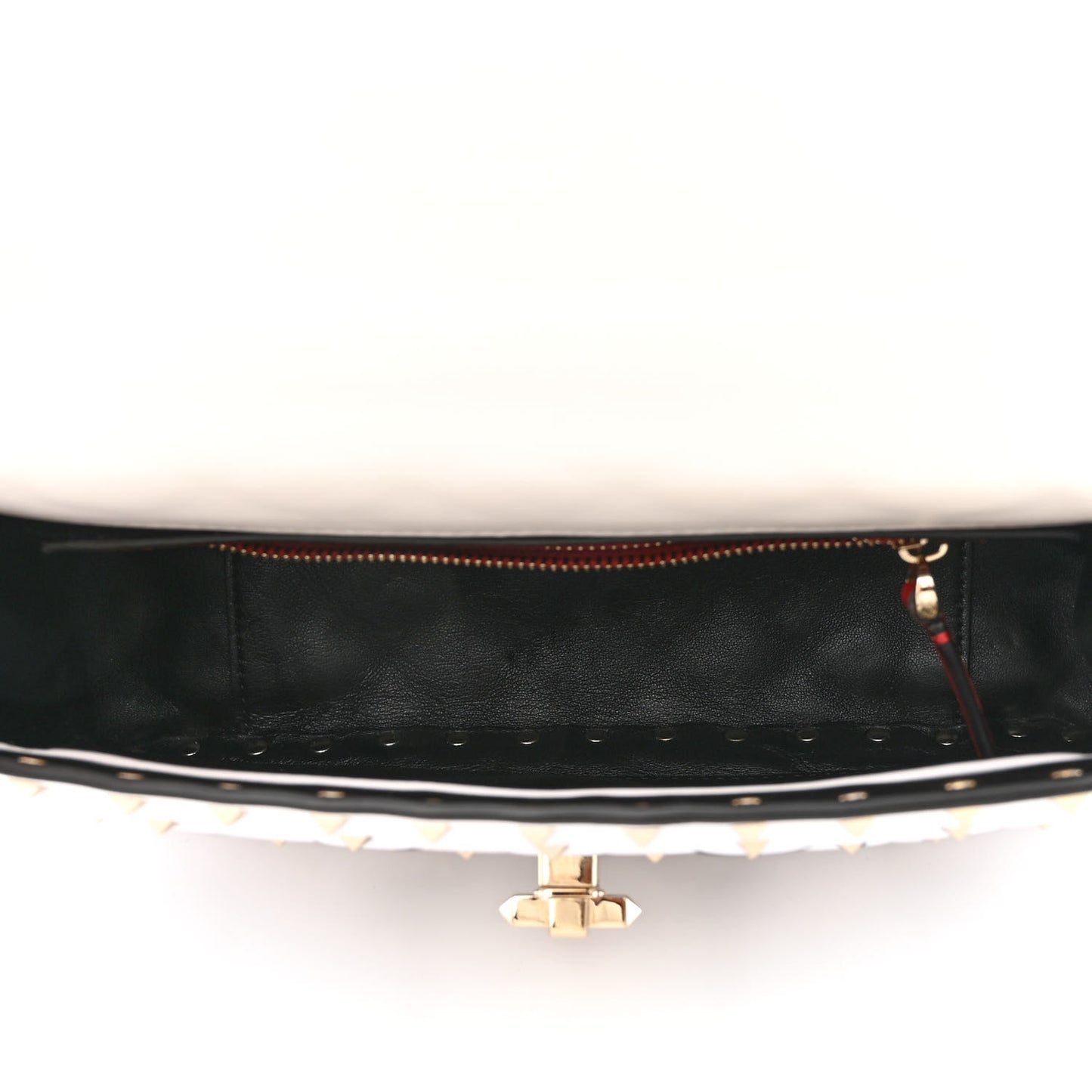 Lambskin VLTN Print Medium Rockstud Spike Shoulder Bag Optic White Black