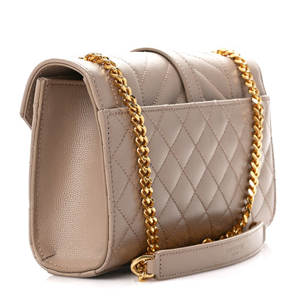 Saint Laurent Grain De Poudre Textured Mixed Matelasse Triquilt Small Monogram Satchel Dark Beige 3 of 13