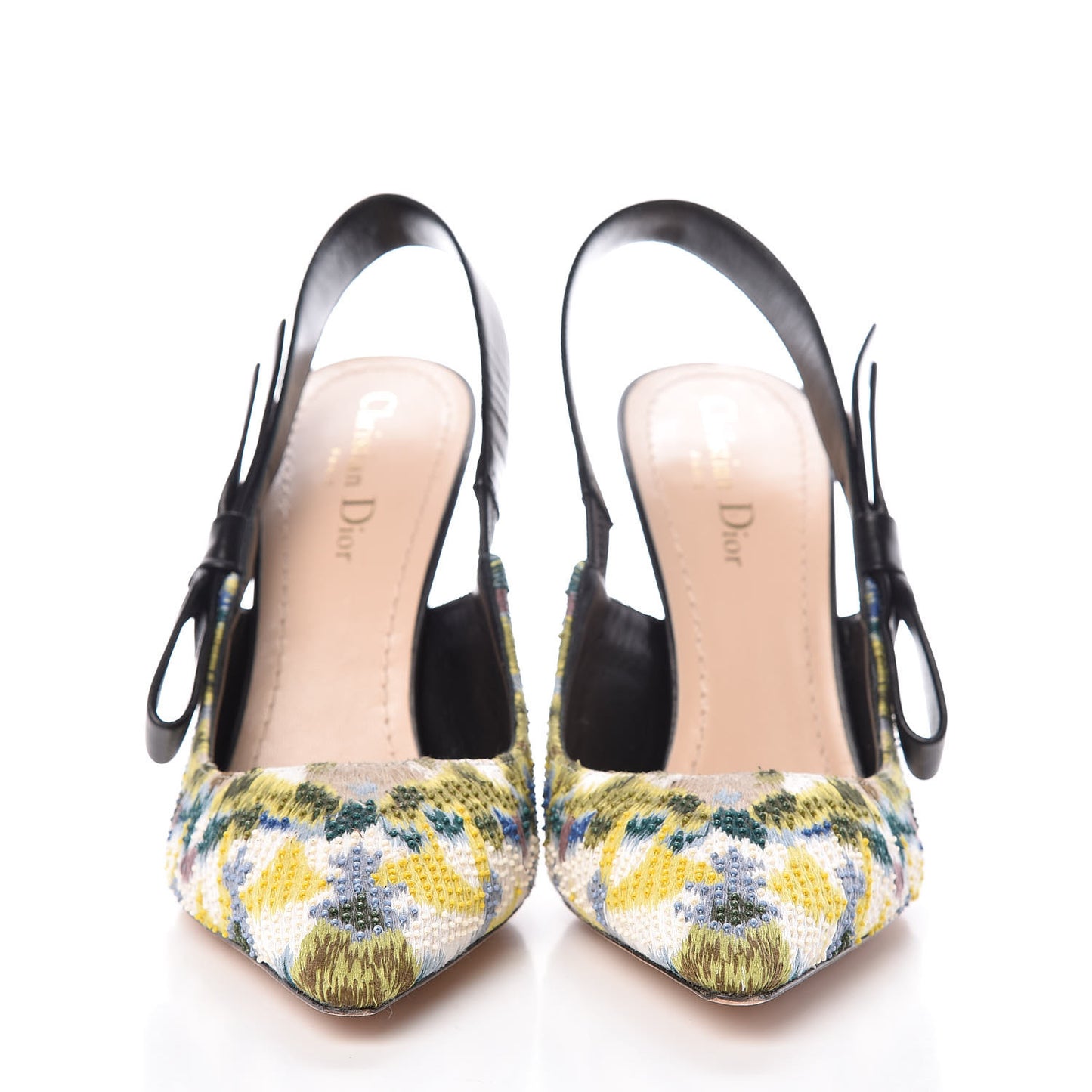Embroidered Calfskin Beaded Sweet D Sling-Back Pumps 39.5 Dusty Jade