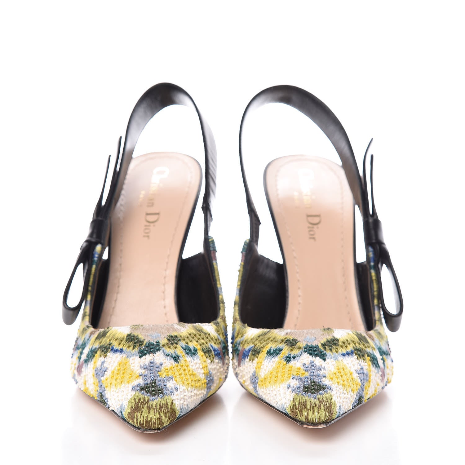 Christian Dior Embroidered Calfskin Beaded Sweet D Sling-Back Pumps 39.5 Dusty Jade 2 of 10