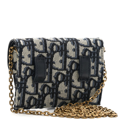 Christian Dior Oblique Nano Saddle Chain Pouch Blue 3 of 7