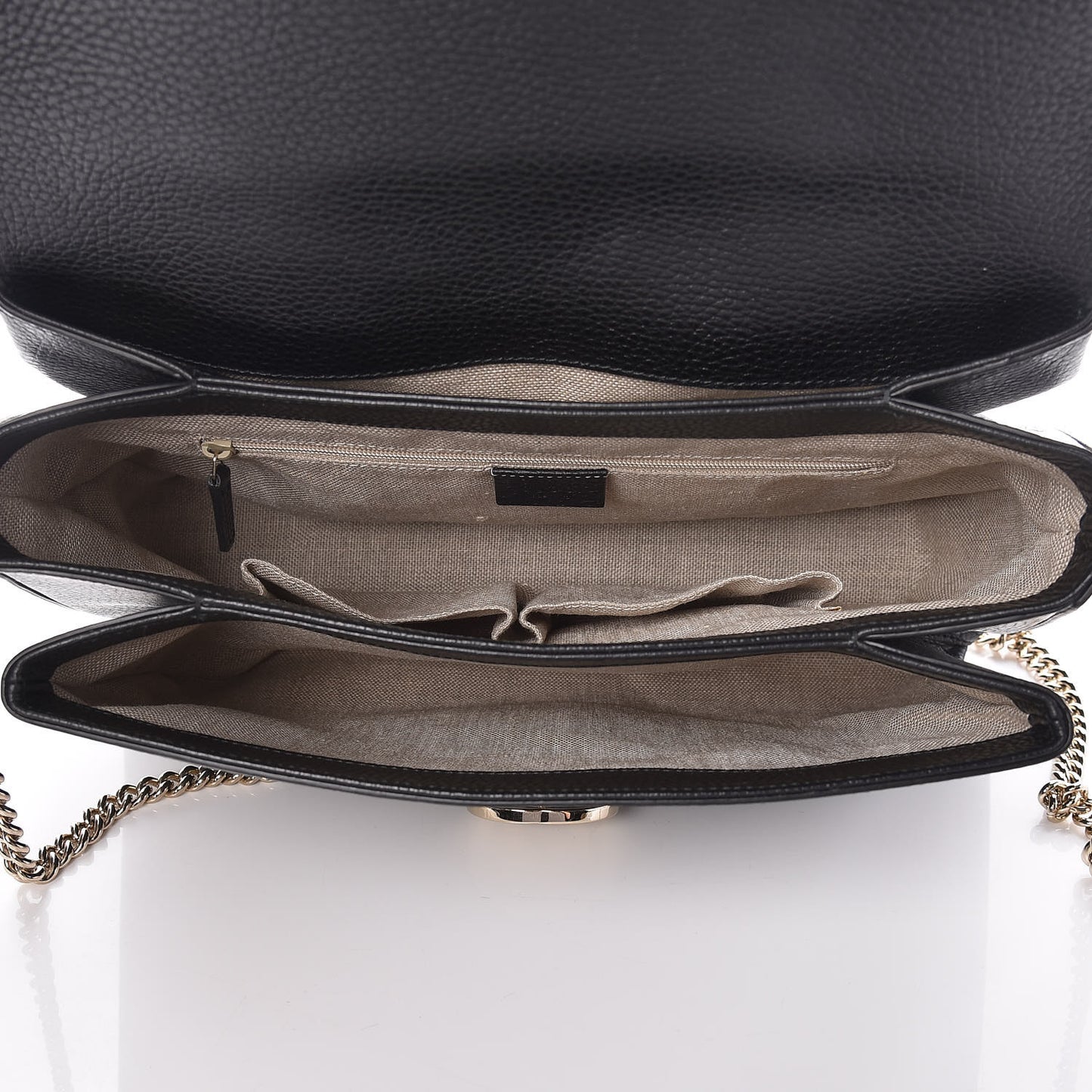 Dollar Calfskin Medium Interlocking G Top Handle Shoulder Bag Black