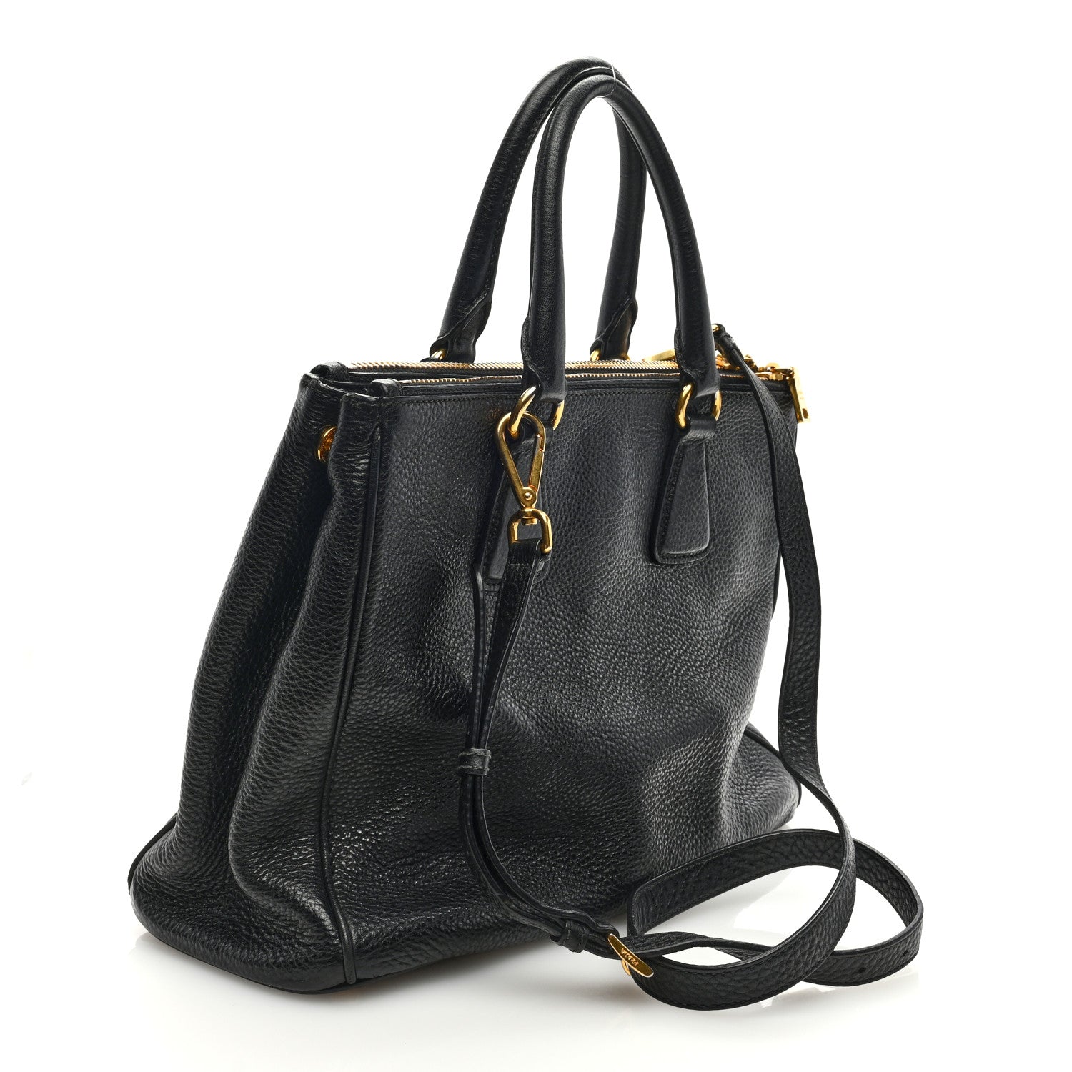 Prada Vitello Daino Double Zip Tote Black 3 of 10