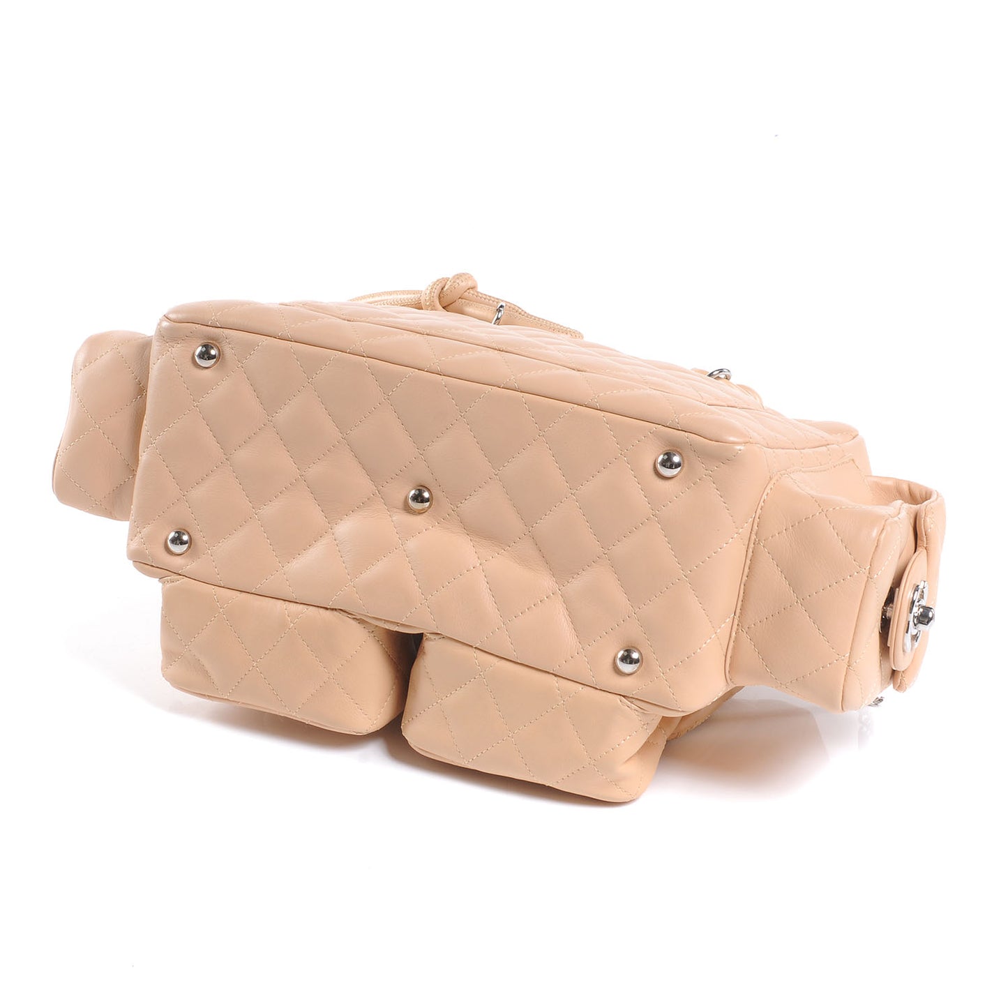 Calfskin Quilted Small Cambon Multipocket Reporter Beige