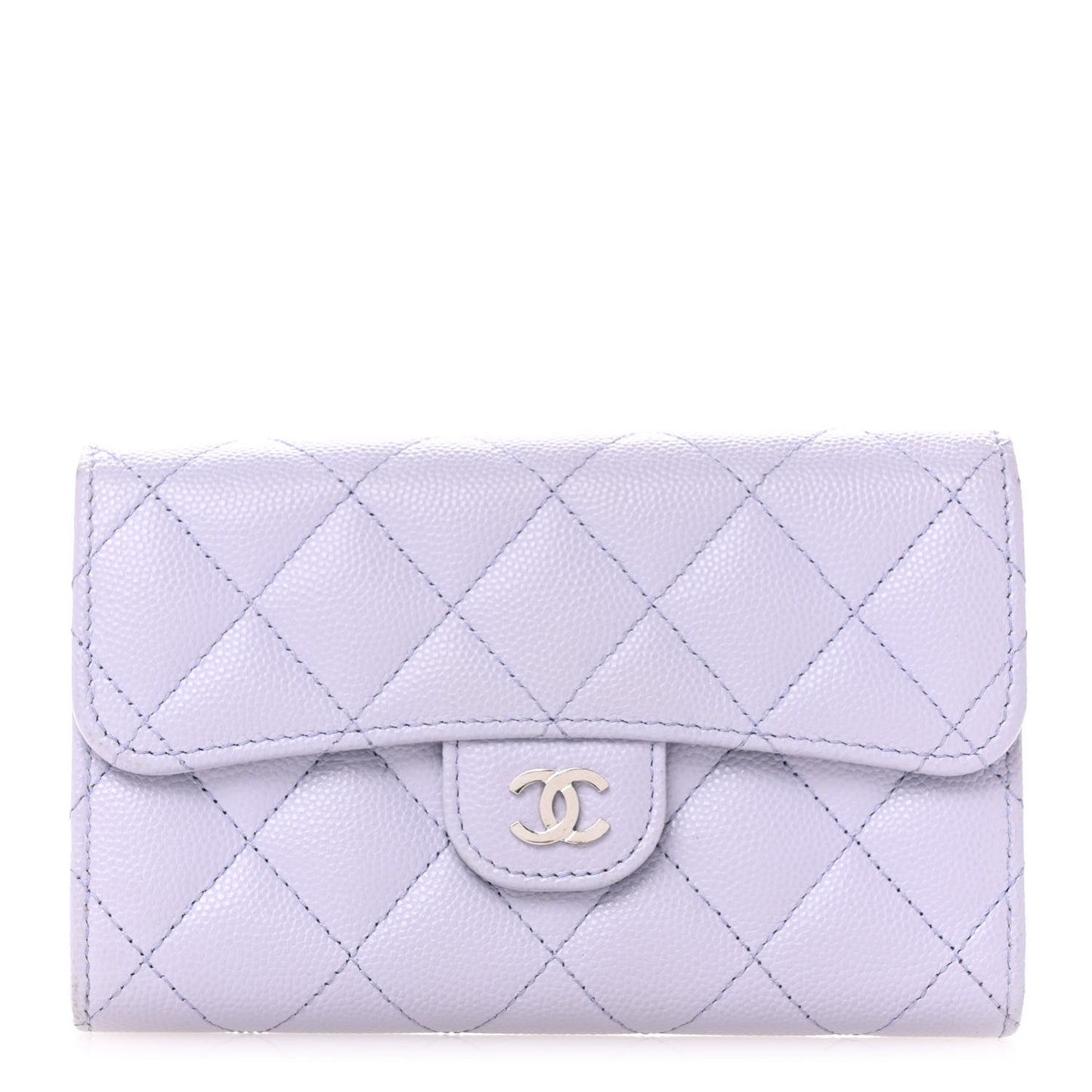Caviar Quilted Medium Flap Wallet Light Purple