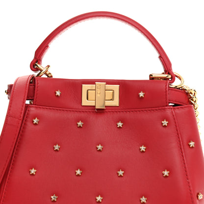 Fendi Nappa Crystal Stars Studded XS Peekaboo Iconic Satchel Fragola 8 of 10