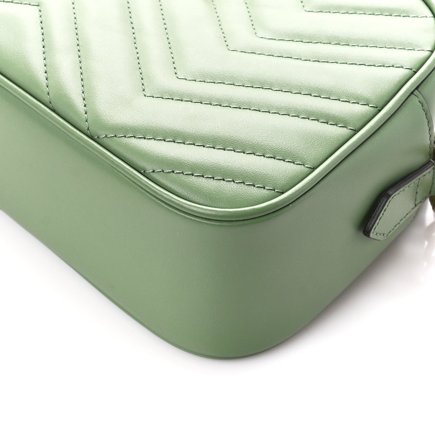 Gucci Calfskin Matelasse Chevron Small GG Marmont Chain Shoulder Bag Salamander Green 10 of 10