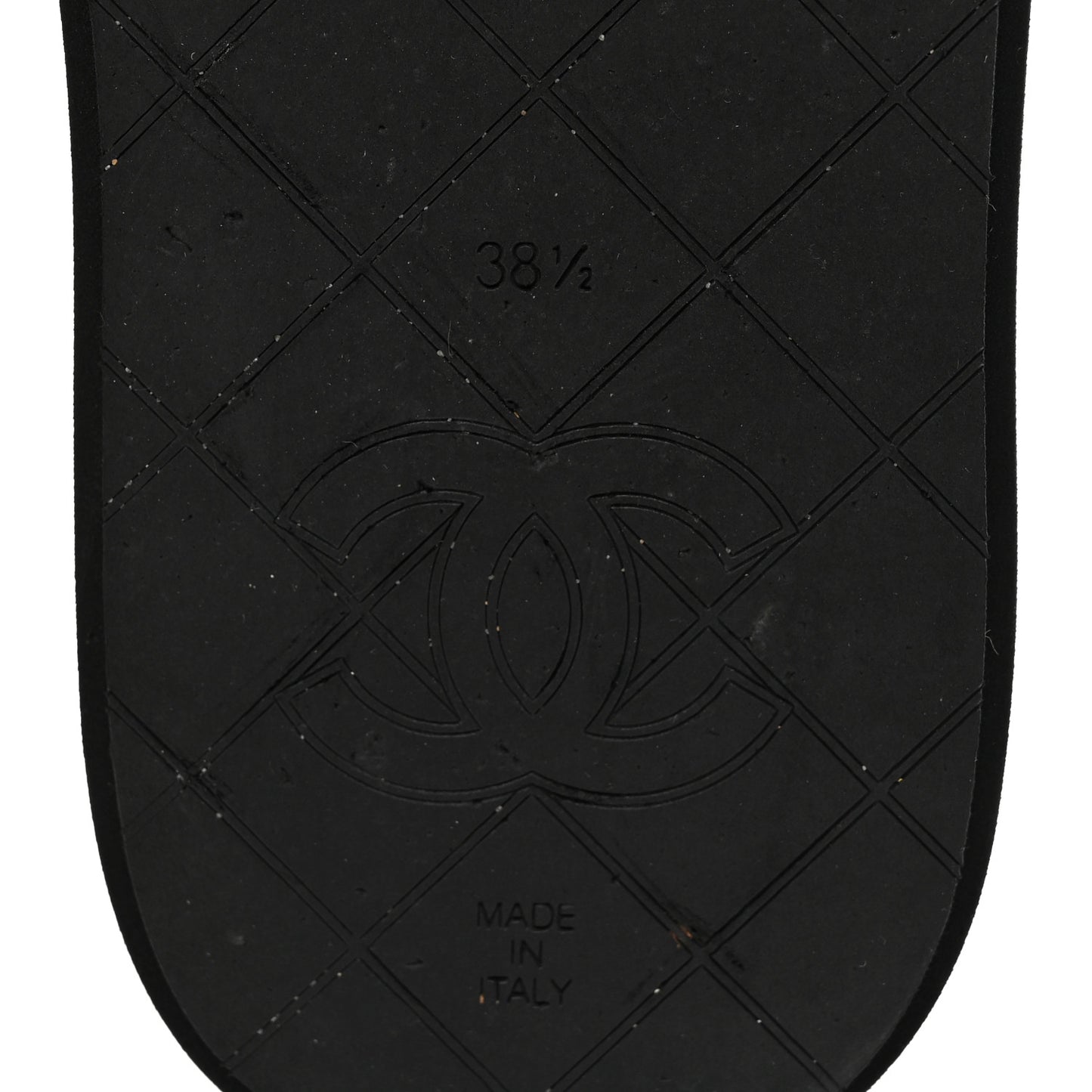 Lambskin Quilted Padded Charms Thong Sandals 38.5 Black