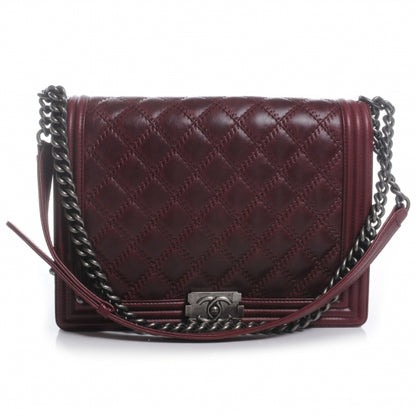 Chanel Calfskin Quilted Large Boy Flap Burgundy 1 of 7