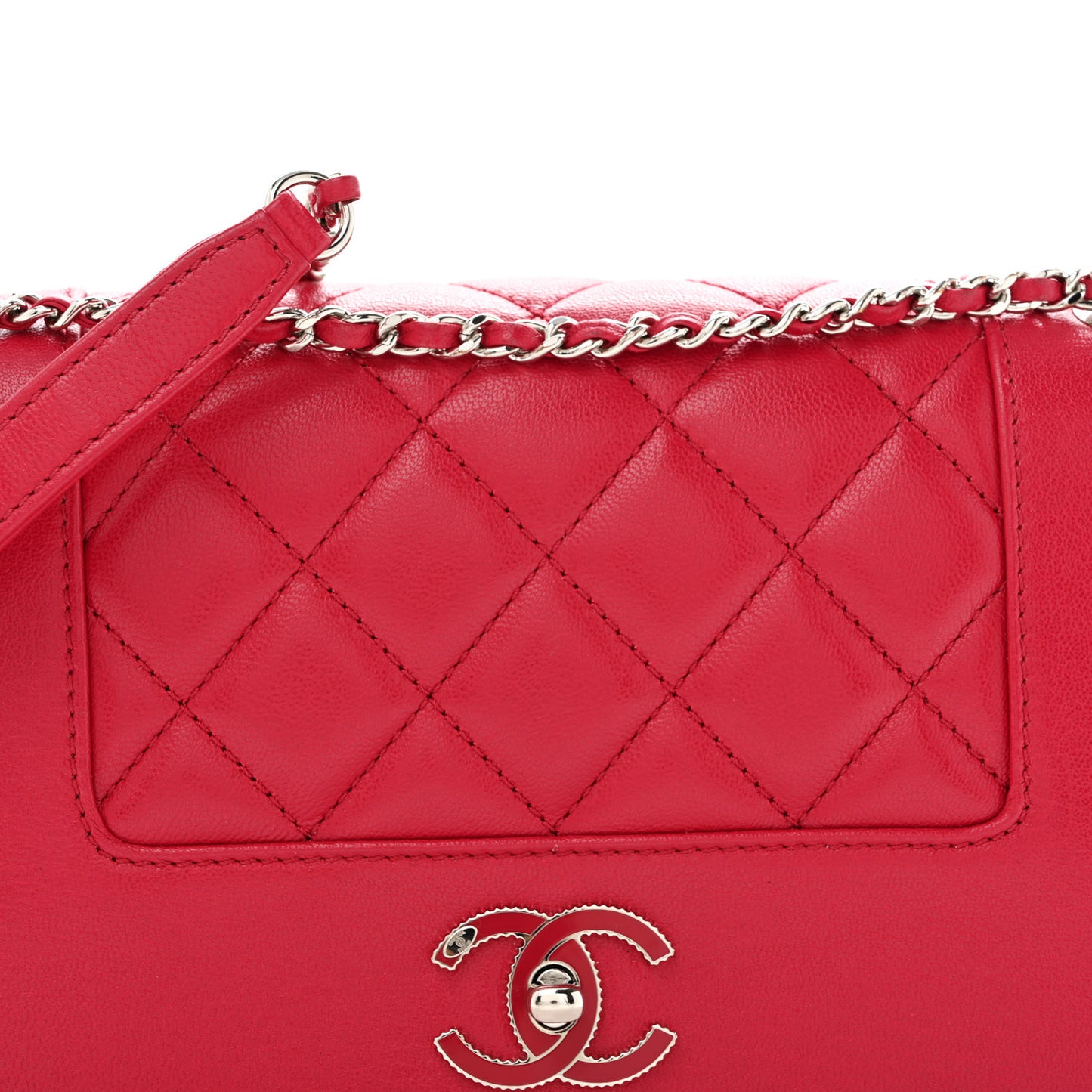 Iridescent Sheepskin Quilted Small Vintage Mademoiselle Flap Dark Pink