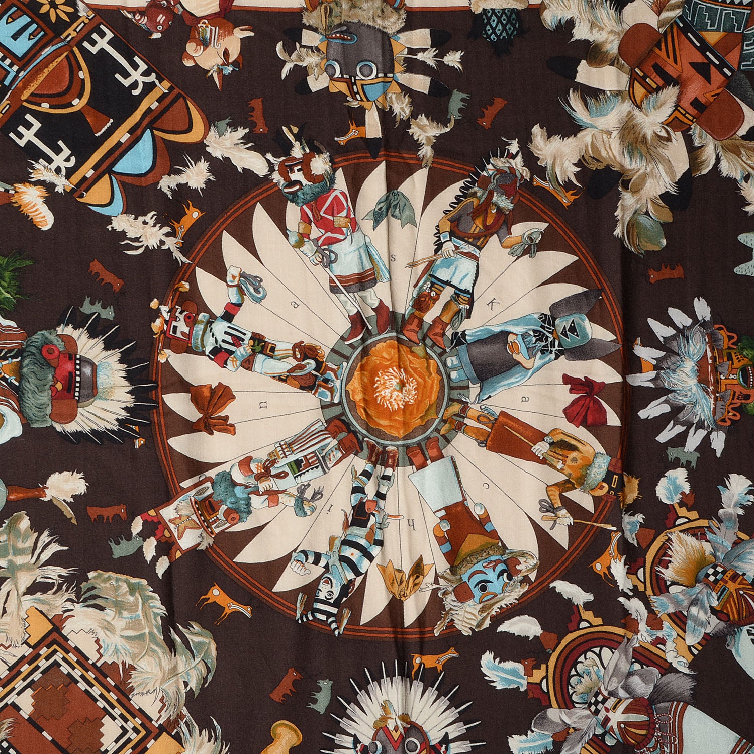 Hermes Cashmere Silk Kachinas Shawl 140 1 of 7