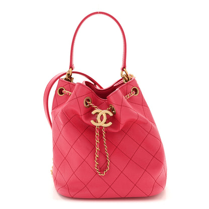 Chanel Caviar Quilted Fashion Therapy Bucket Drawstring Bag Dark Pink 1 of 11
