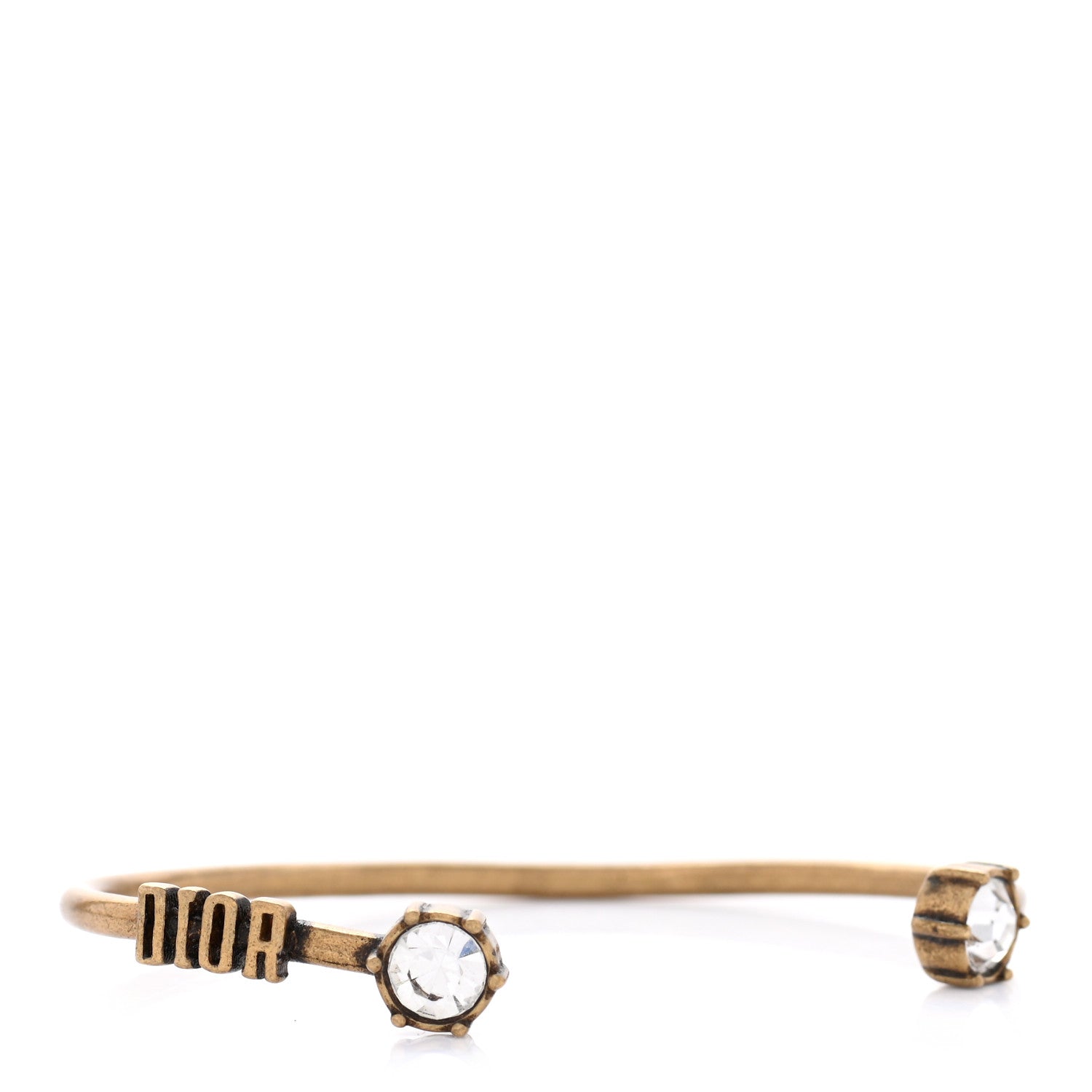 Christian Dior Metal Dior Crystal Bracelet Cuff Gold 1 of 6