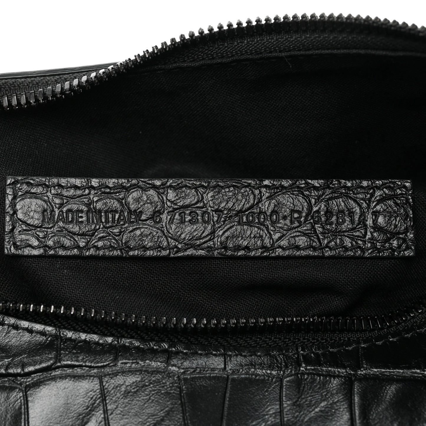 Extra Supple Calfskin Crocodile Embossed Monochrome Small Le Cagole Shoulder Bag Black