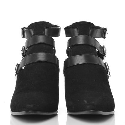 Saint Laurent Suede Rock Buckle Booties 38.5 Black 3 of 9