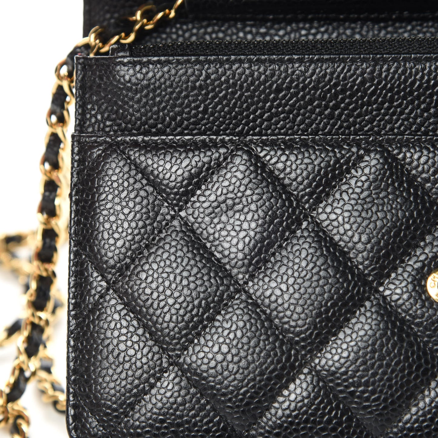 Caviar Quilted Wallet On Chain WOC Black