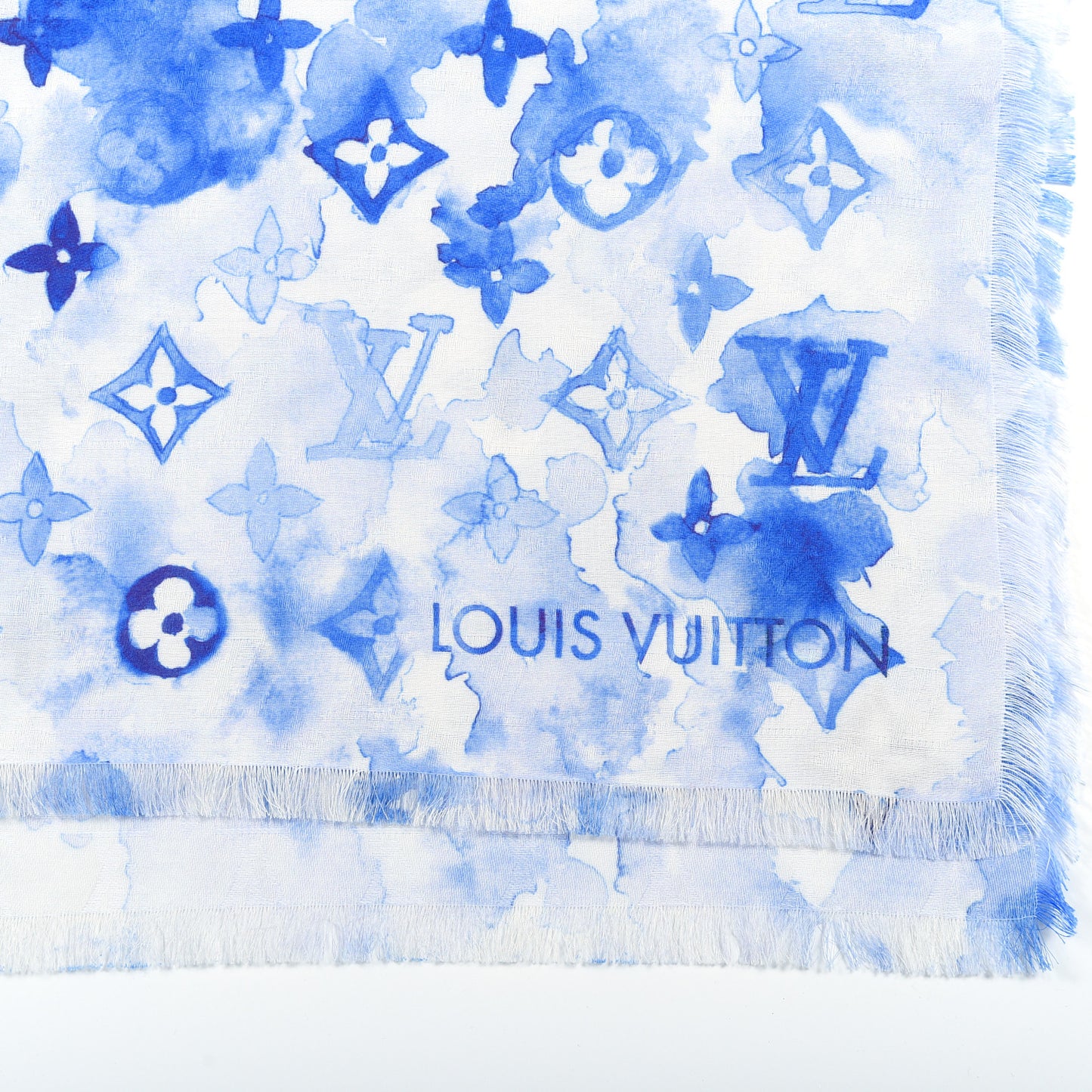 Cotton Monogram Essential Watercolor Stole Blue