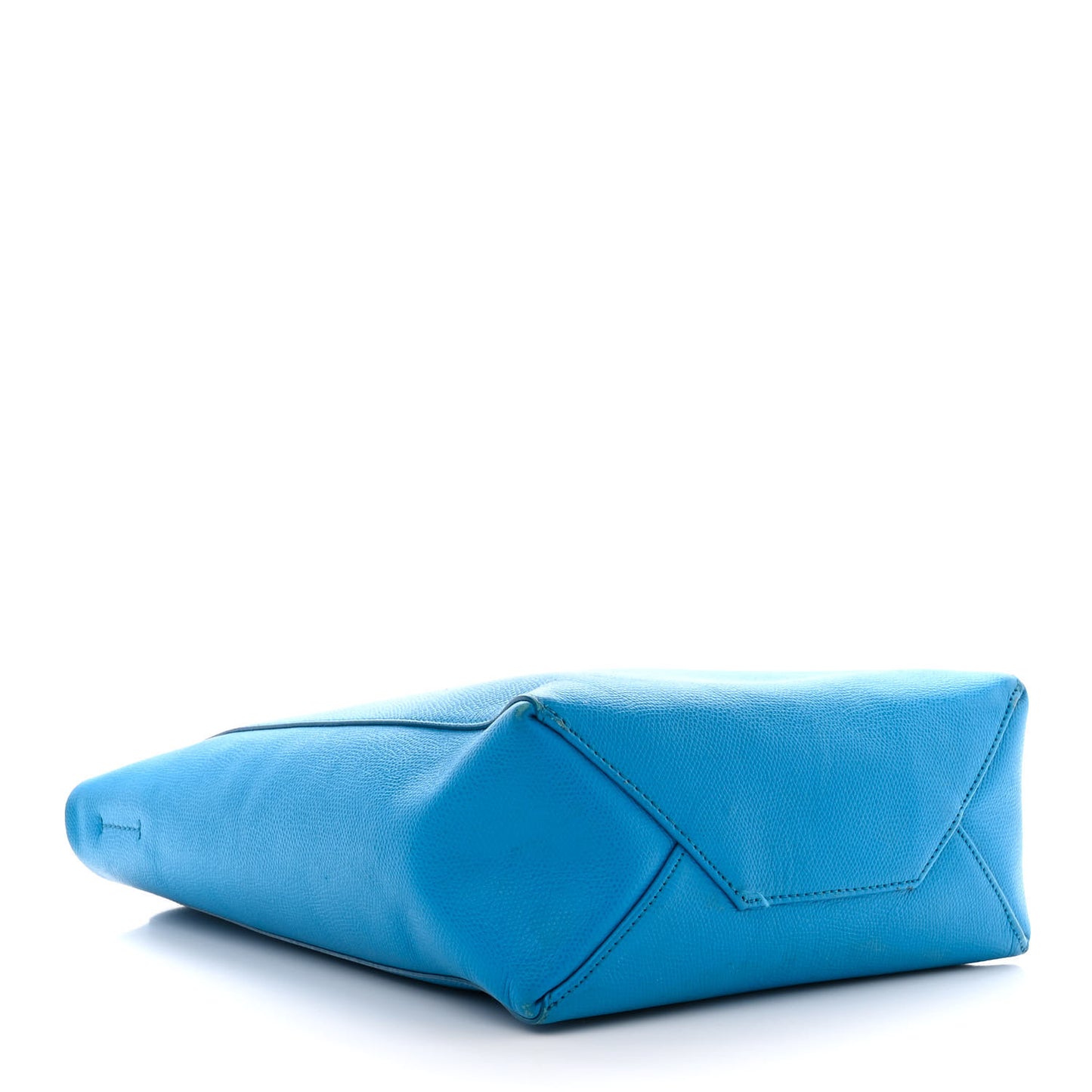 Grained Calfskin Small Vertical Cabas Turquoise