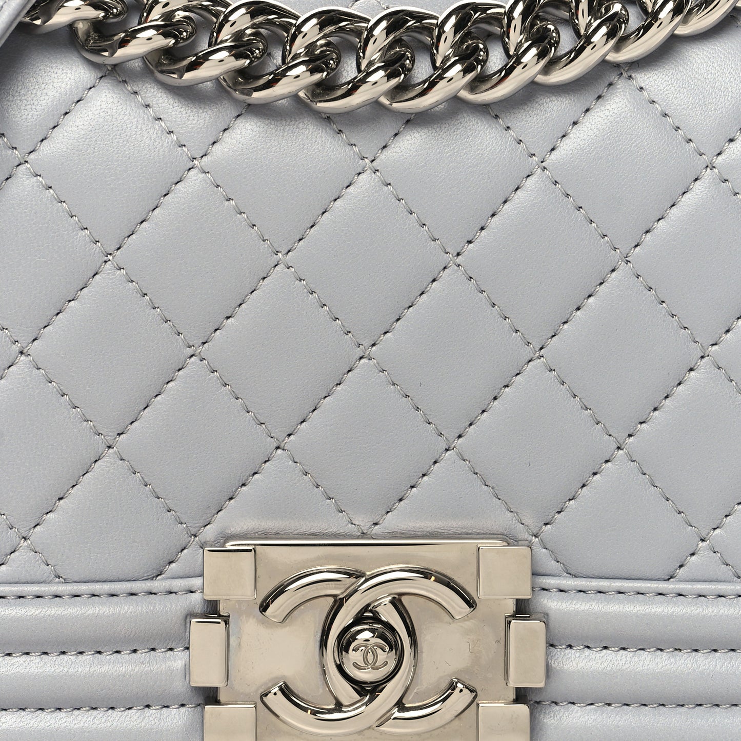Calfskin Quilted Small Boy Flap Grey