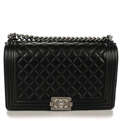 Chanel Metallic Calfskin Quilted New Medium Boy Flap Black 1 of 8