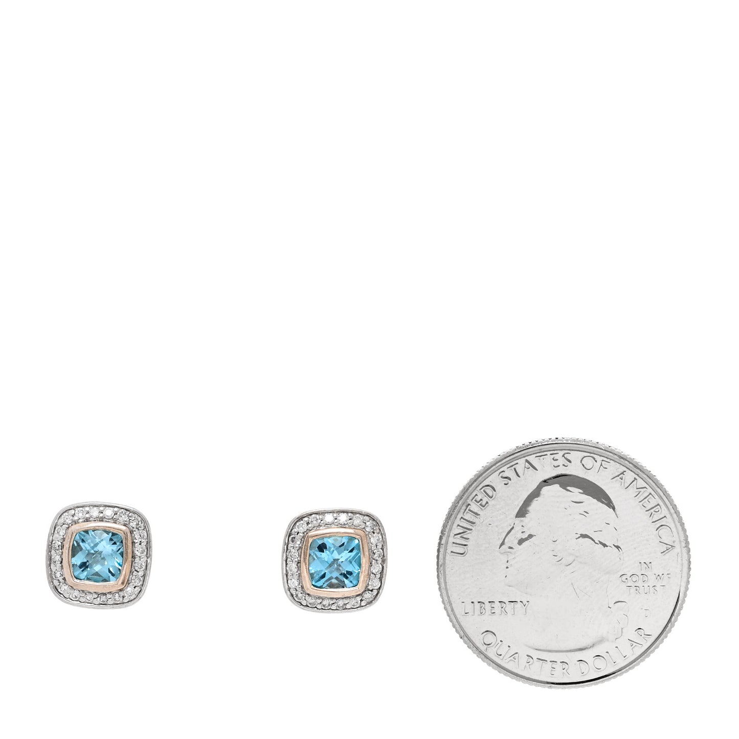 Sterling Silver Diamond Blue Topaz 5mm Petite Albion Earrings