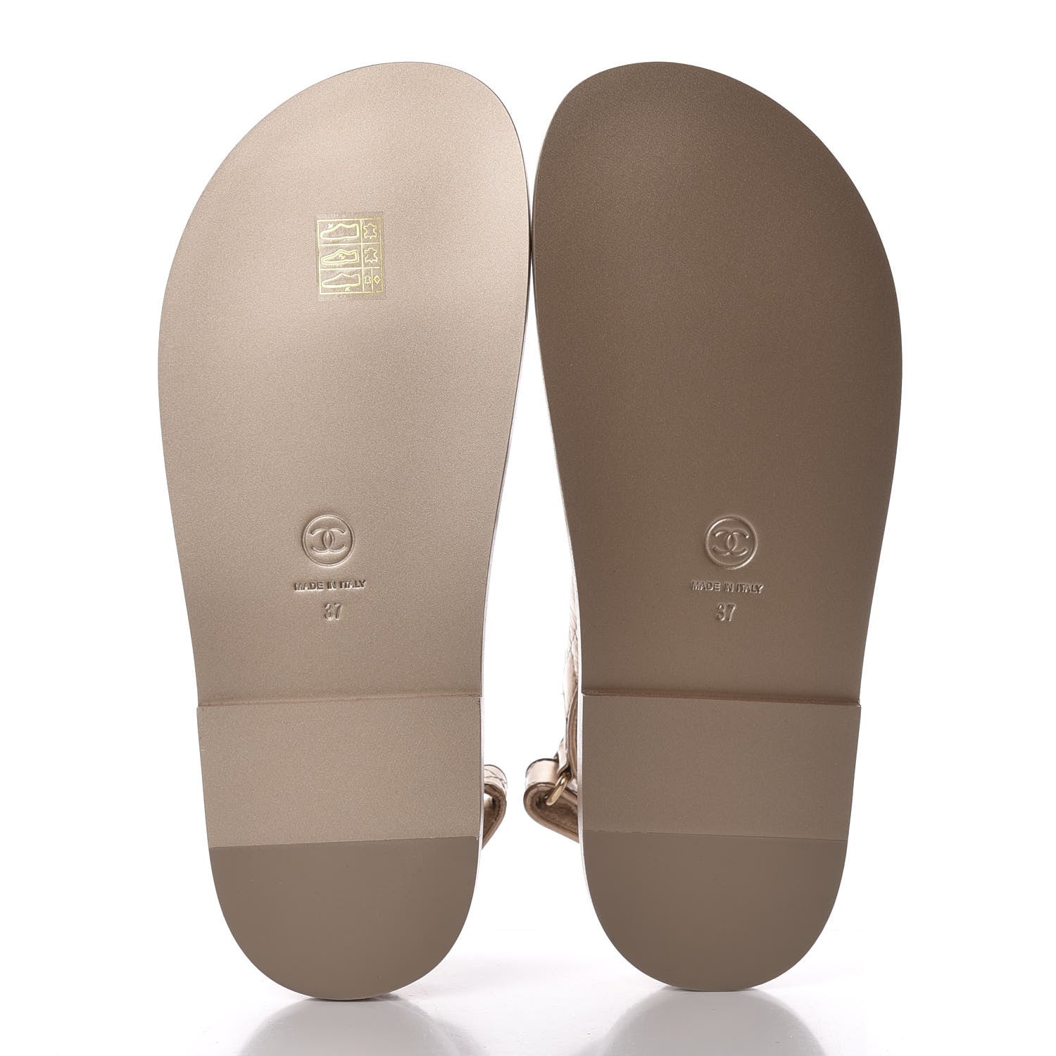 Chanel Iridescent Lambskin Quilted CC Dad Sandals 37 Light Bronze 5 of 8
