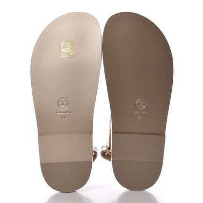 Chanel Iridescent Lambskin Quilted CC Dad Sandals 37 Light Bronze 5 of 8