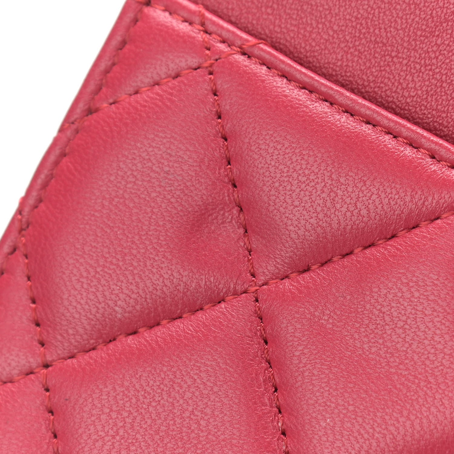 Chanel Lambskin Quilted Wallet On Chain WOC Dark Pink 12 of 14