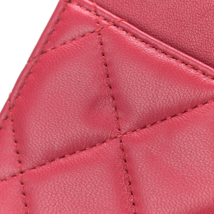 Chanel Lambskin Quilted Wallet On Chain WOC Dark Pink 12 of 14
