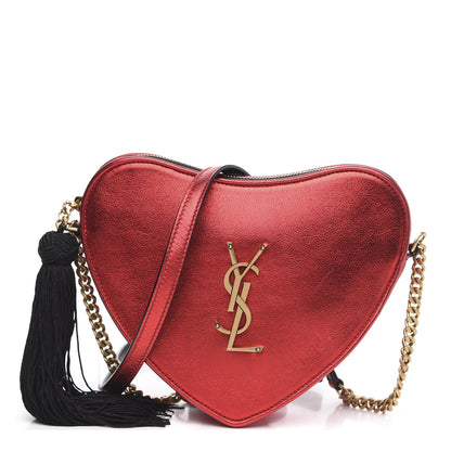 Saint Laurent Metallic Calfskin Heart Monogram Crossbody Black Rouge 1 of 11