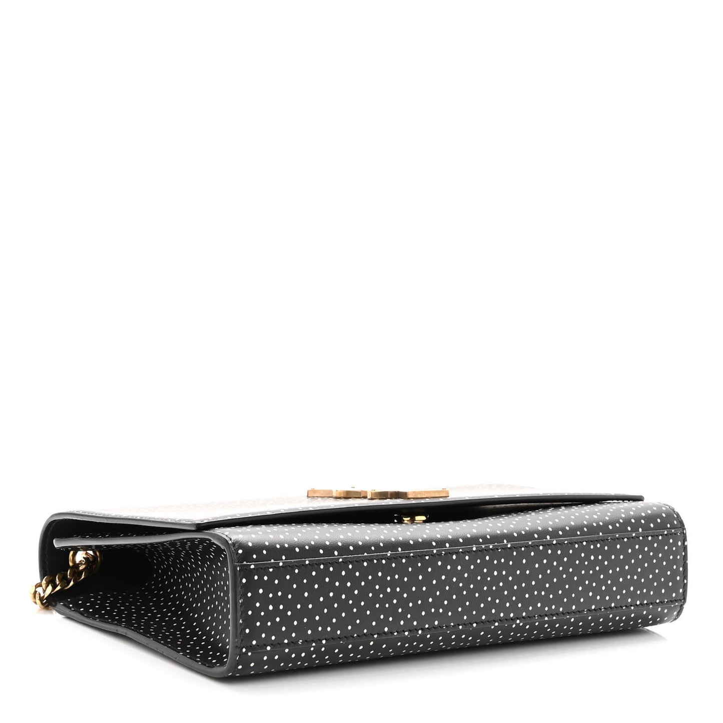 Calfskin Polka Dot Print Medium Monogram Kate Satchel Black