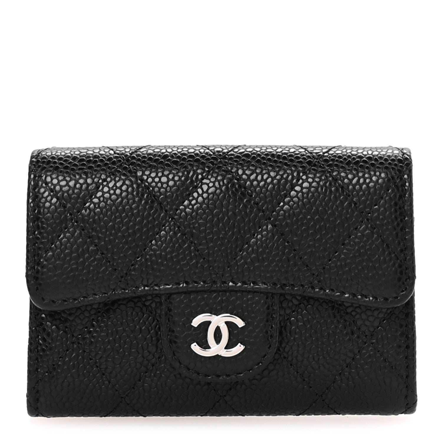 Chanel Caviar Quilted Flap Card Holder Wallet Black 1 of 9